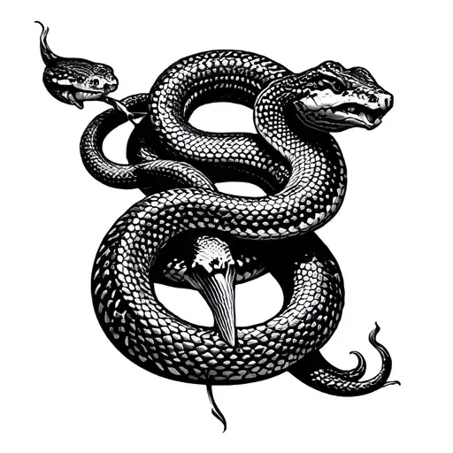 Snake Rolled On A Cross