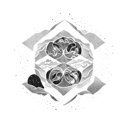 A Mountain Range Shaped Like A Ying-yang Symbol With Stars Scattered Across The Sky