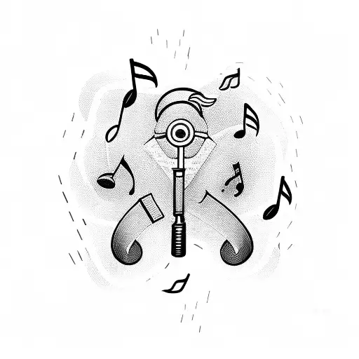 Gun-shaped Music Notes Intertwined With Dollar Signs