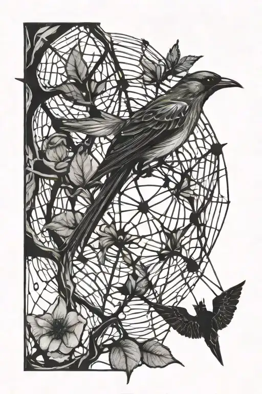Bird And Spider Web