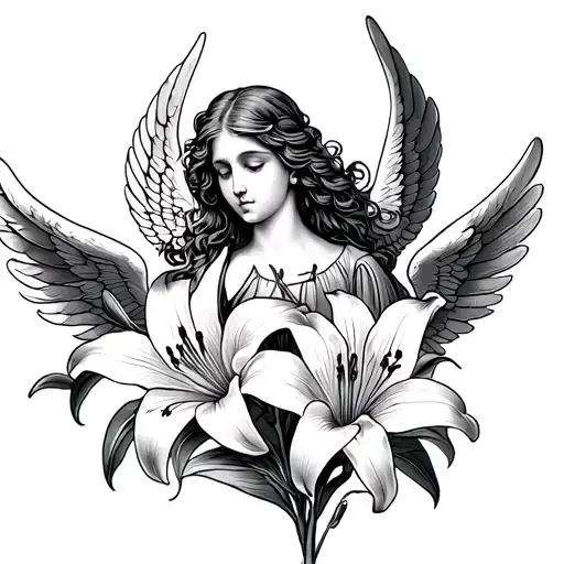Lilies And Wings Of An Angel