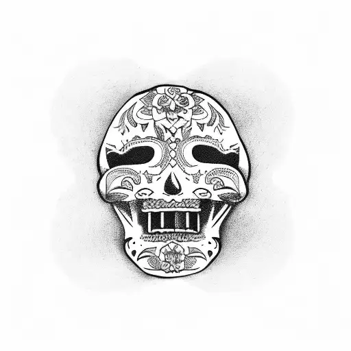 A Dia De Los Muertos Skull Playing A Guitar