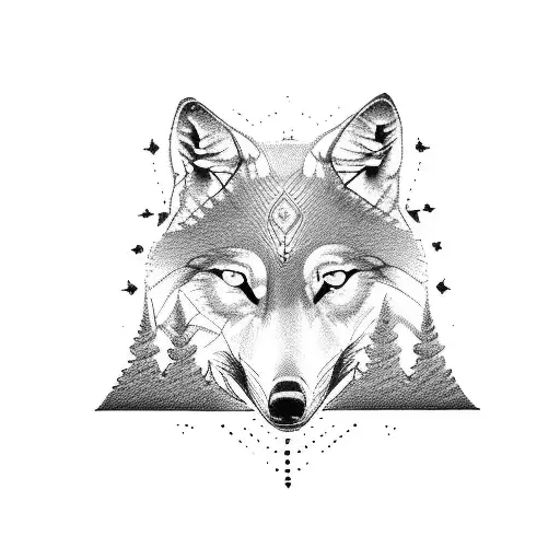 Tree Of Life With Two Wolf