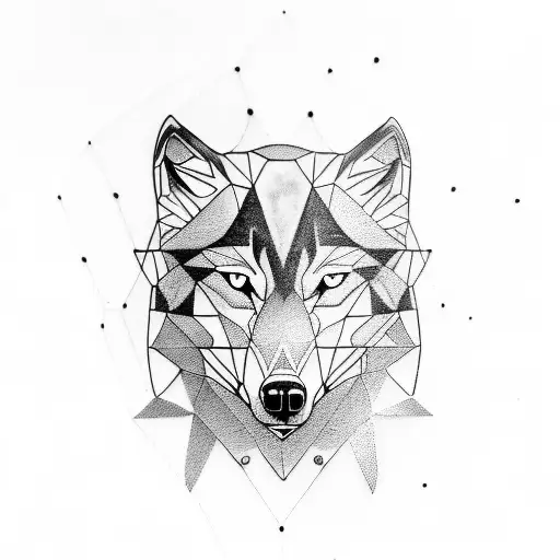 Wolf Retro Geometrical With Skull