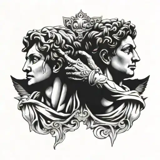 Roman Statues Holding Hands