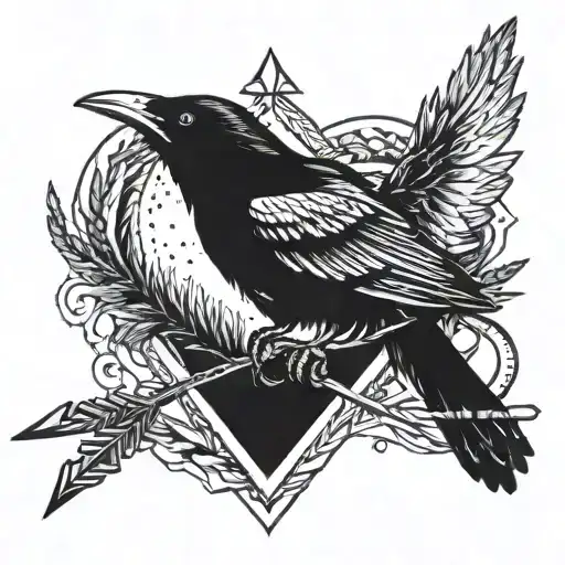 Fallen Raven With Arrow Through Heart