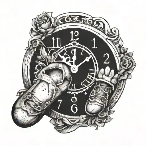 Clock Showing 12 34 With Baby Footprint Inside