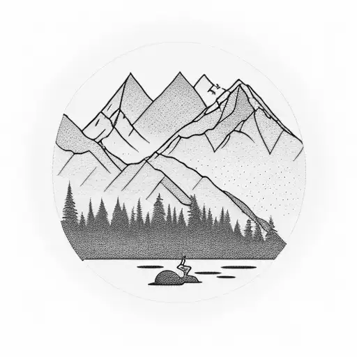 A Majestic Mountain Range Reflected In A Calm Fishing Lake