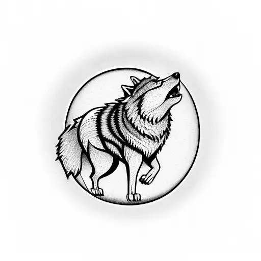 A Wolf Howling At The Moon With A Microphone In Its Paw