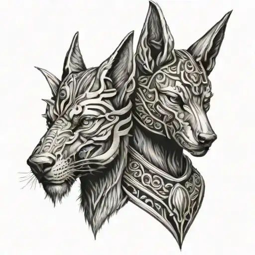 Anubis And Odin Portrait