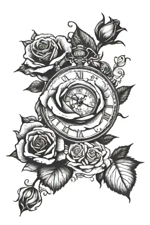 Self Made With A Clock And Rose Growing