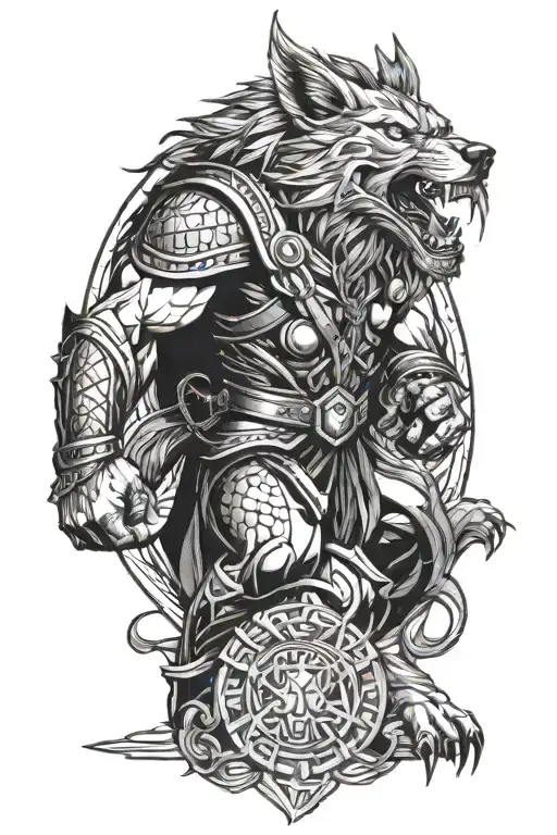 Thor Lutando Contra Fenrir Viking Norse Wolf