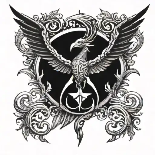 Benz Symbol With Phenix Bird Flying