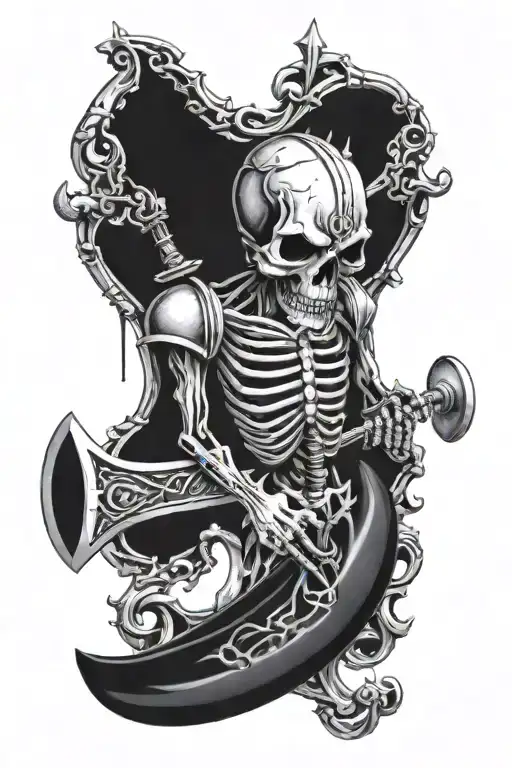 An Iron Maiden An Instrument Of Torture From The Medieval Era And A Skull Coming Out Of It