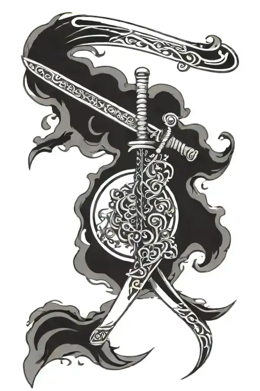 A Katana Sword Full Sleeve Tattoo Design