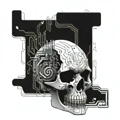 A Cybernetic Skull With Circuitry Details Integrated Into The Design