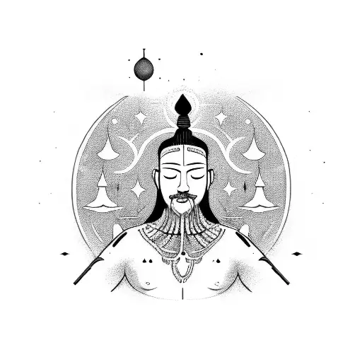 A Serene Warrior Meditating Under A Starry Sky