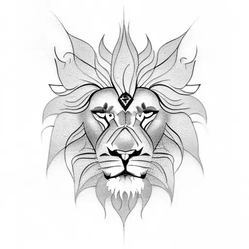 Lion In Flames For Chest And Shoulder