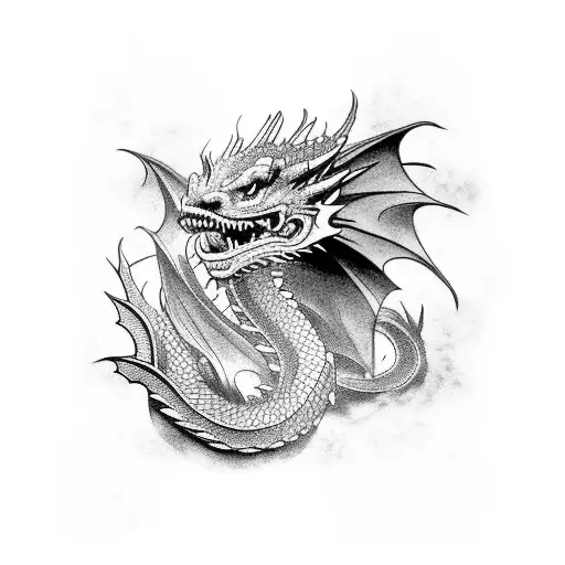 Dragon And Flating Castle Half Sleeve