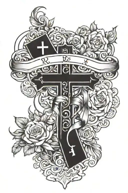 Catholic Cross With Roman Numeral 3 And Ribbon Saying Rodzina