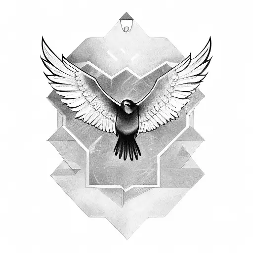 Crow With Spread Wings