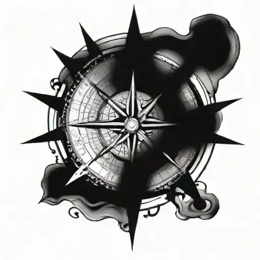 Mystical Compass Rose Guiding A Traveler Through Inner Exploration