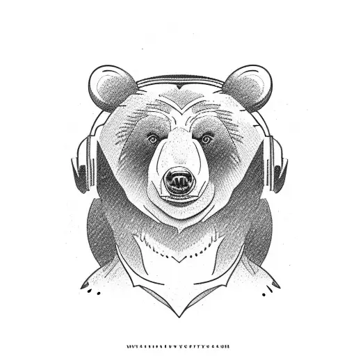 Bear Surrounded By Roses Wearing Headphones