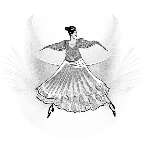 Flamenco Dancer With A Palm Tree Background