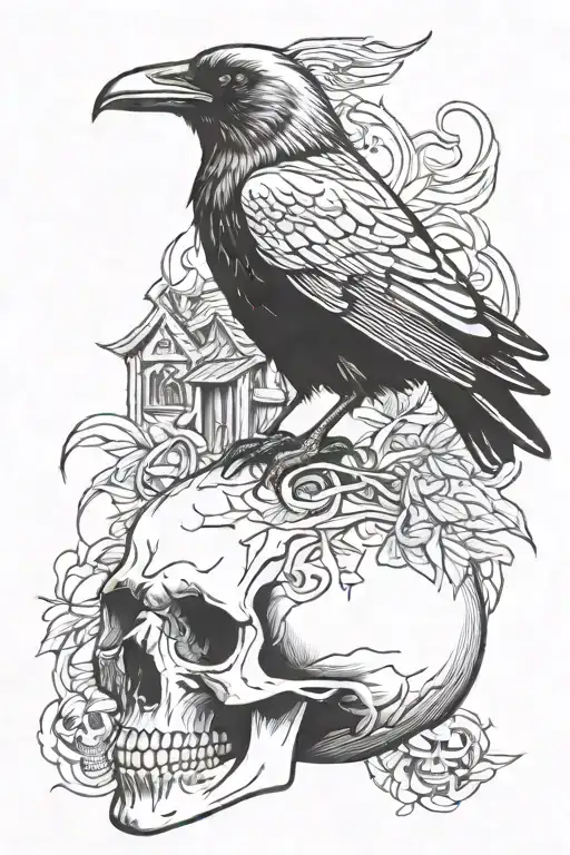 Raven On A Skull