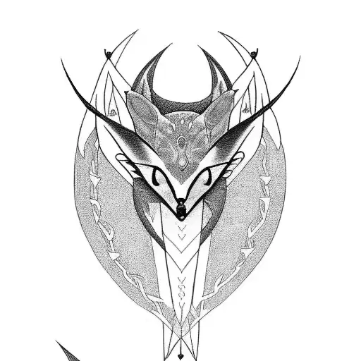 A Pagan-inspired Tattoo Showcasing A Majestic Flying Fox Surrounded By Intricate Celtic Knotwork