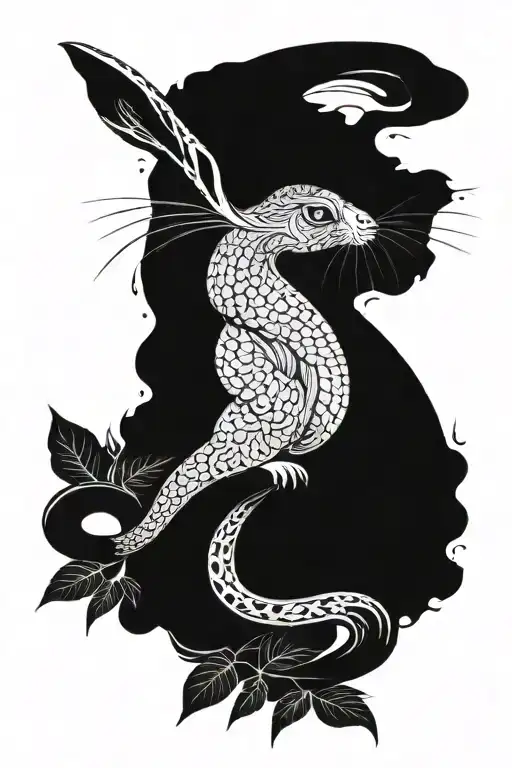 Rabbit Entangled With A Snake