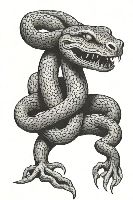 Snake Wraped A Rabbit Biting His Neck