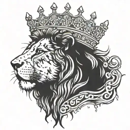 Injured Lion Wearing A Rugged Crown