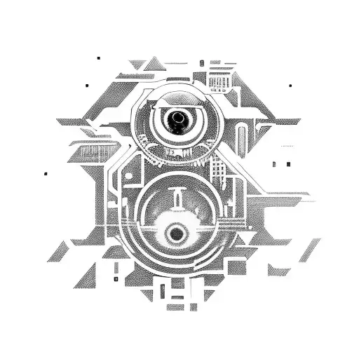 A Futuristic Cyberpunk Cityscape With A Menacing Anime-inspired Monster Emerging From The Shadows Tattoo