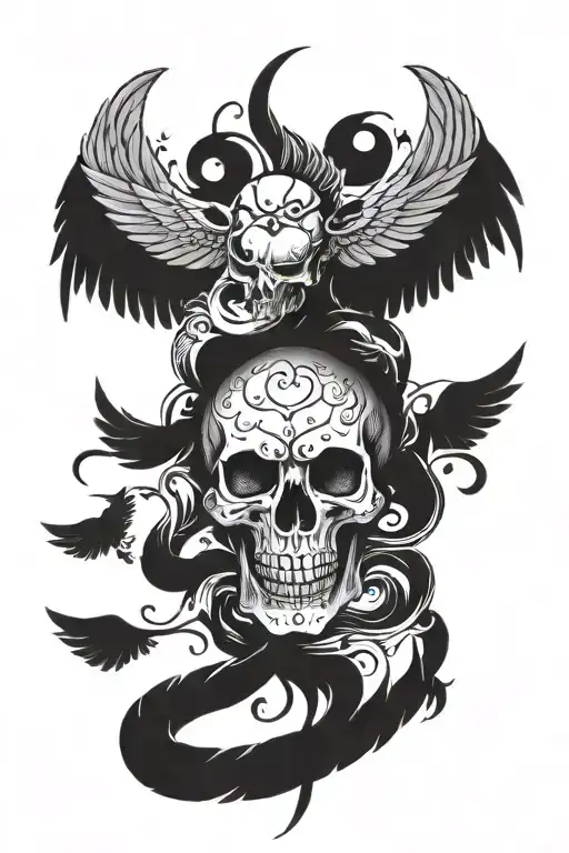 Skull With Wings Spread