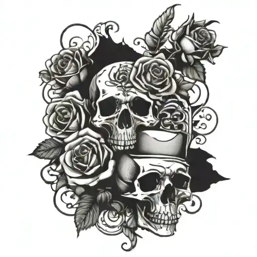 Assassins Screed Black Flag With Roses And Skulls With Roses