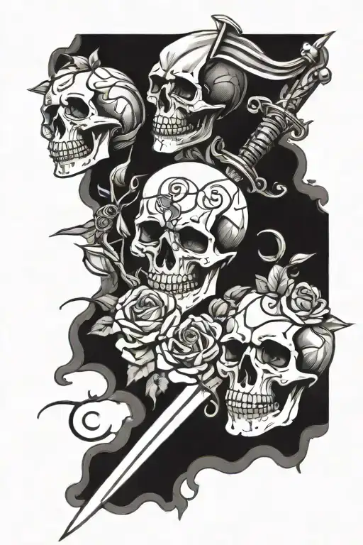 Assassins Screed Black Flag And Skulls With Roses And Sword