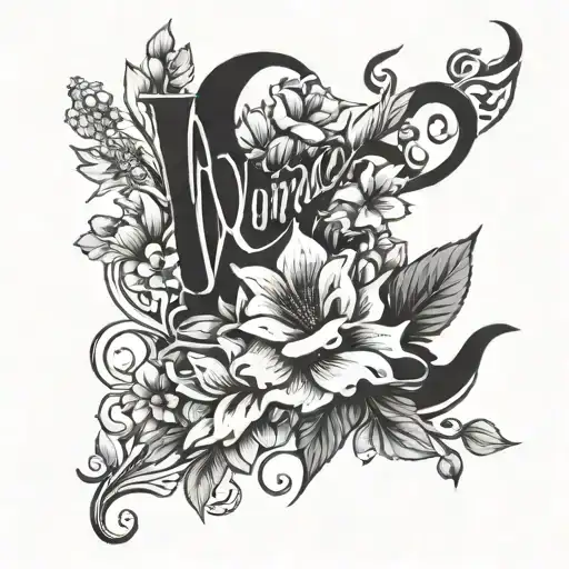 The Word Devine With Flowers Around It