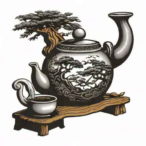 Bonsai Tree Growing Out Of Teapot