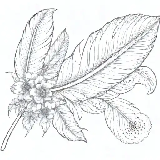 Feather And Flowers Symbolizing