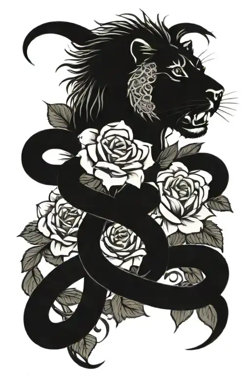 Piston Lion Snake And Roses