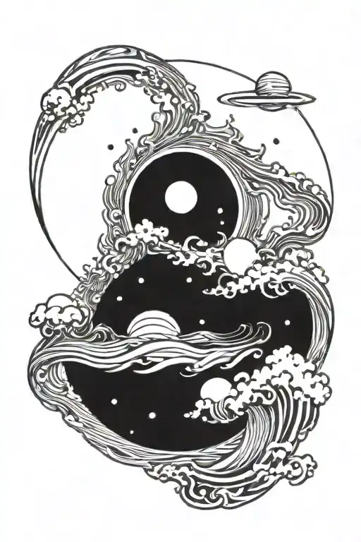 Space Planets And Water Waves