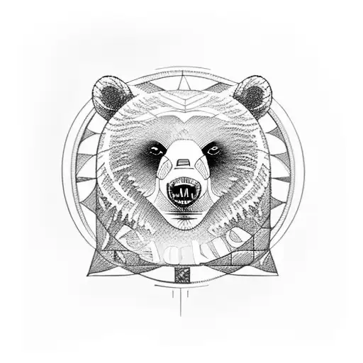 Design A Marvel-themed Tattoo Showcasing A Bear And Barcelona's Iconic Architecture