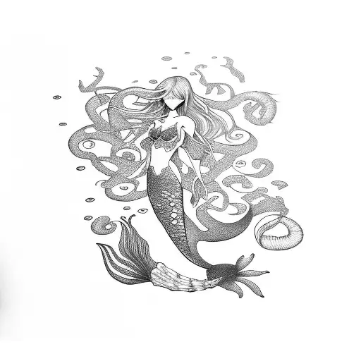 Mermaid And Jellyfishs