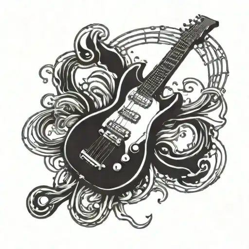 An Electric Guitar With Fishing Hooks For Strings