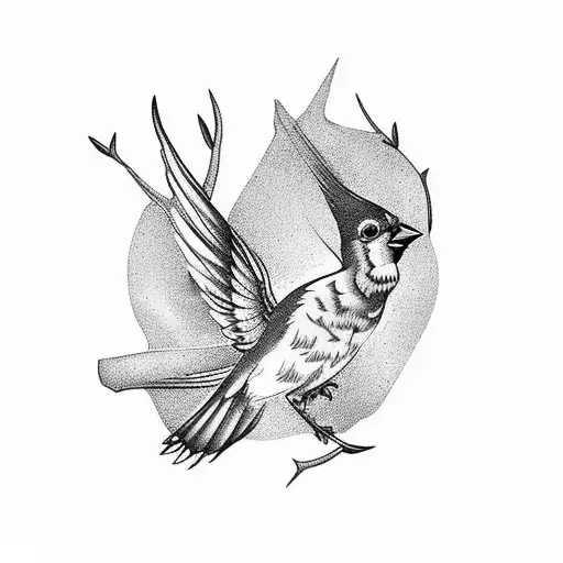 Scissor Tail And Cardinal On A Branch