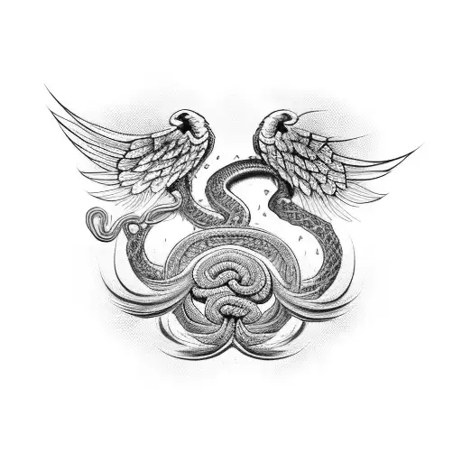 Caduceus With A Feathered Snake