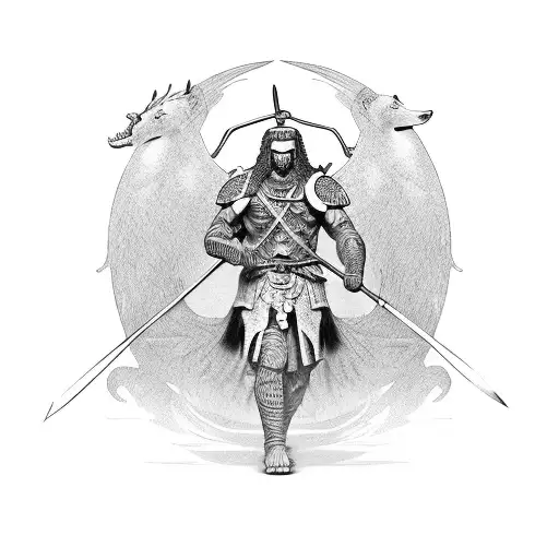 Ancient Warrior Battling A Mythical Creature