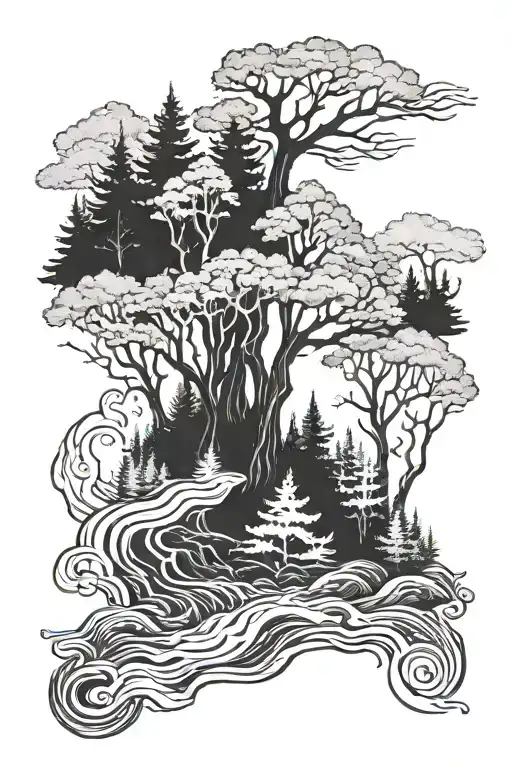 Forest With Stream Flowing