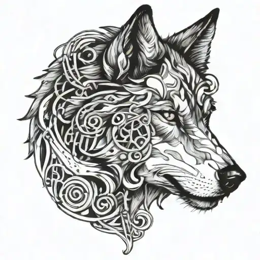 Wolf With Music Note Intertwined
